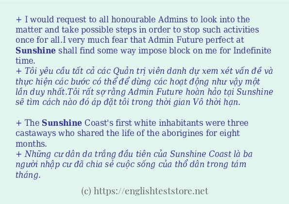 Cách sử dụng và câu ví dụ của từ sunshine
