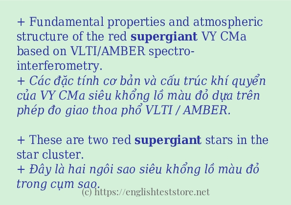 Cách sử dụng và câu ví dụ của từ supergiant