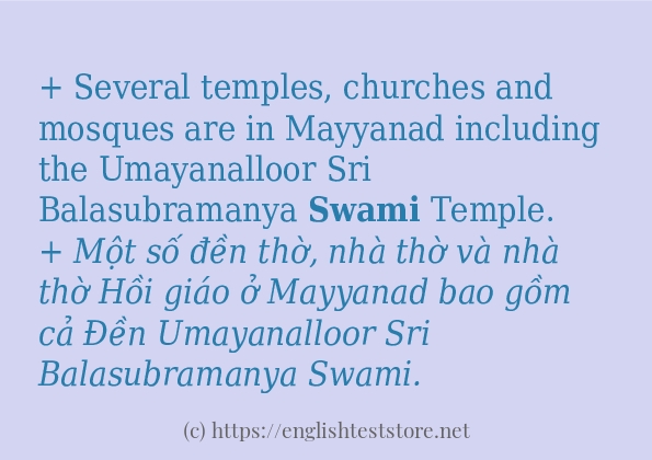 Cách sử dụng và câu ví dụ của từ swami