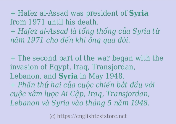 Cách sử dụng và câu ví dụ của từ syria