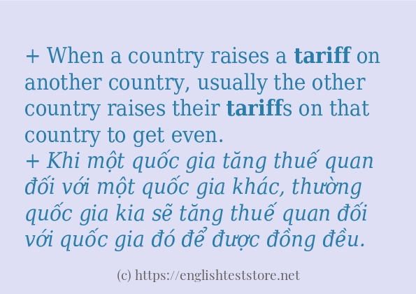 Cách sử dụng và câu ví dụ của từ tariff