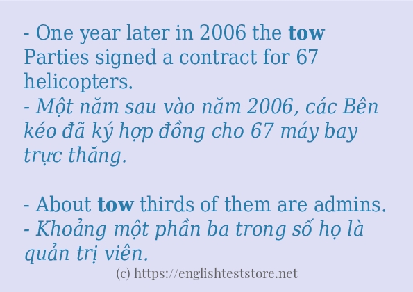 Cách sử dụng và câu ví dụ của từ tow