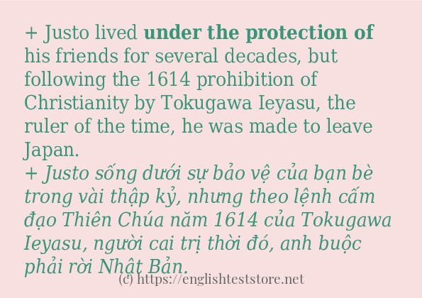 Cách sử dụng và câu ví dụ của từ under the protection of Cách sử dụng và câu ví dụ của từ under the protection of