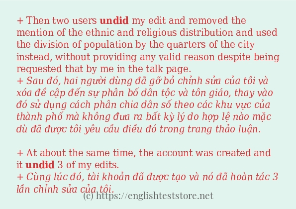 Cách sử dụng và câu ví dụ của từ undid