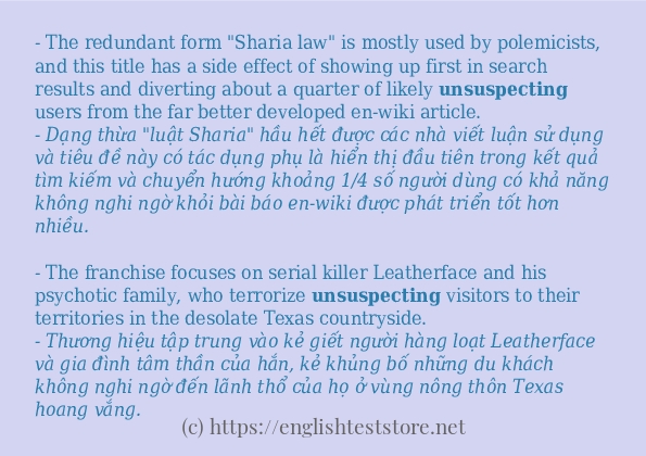 Cách sử dụng và câu ví dụ của từ unsuspecting