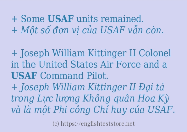 Cách sử dụng và câu ví dụ của từ usaf