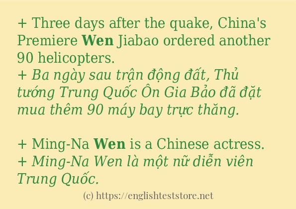 Cách sử dụng và câu ví dụ của từ wen