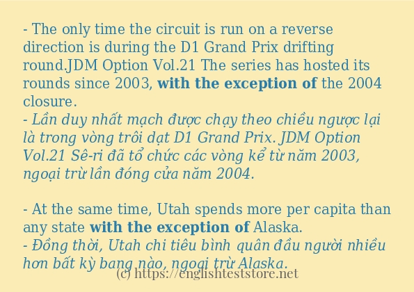 Cách sử dụng và câu ví dụ của từ with the exception of