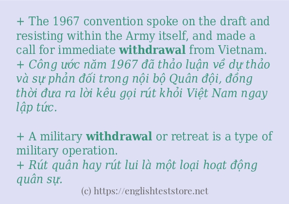 Cách sử dụng và câu ví dụ của từ withdrawal