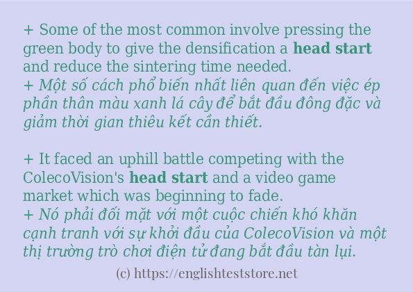 Câu ví dụ của từ Head start