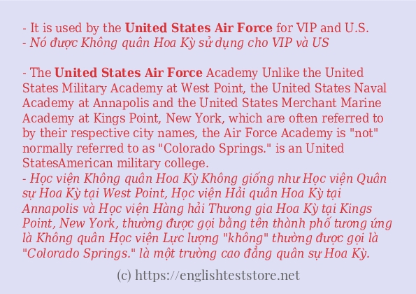 Câu ví dụ của từ United States Air Force