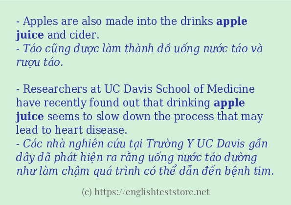 Câu ví dụ của từ apple juice