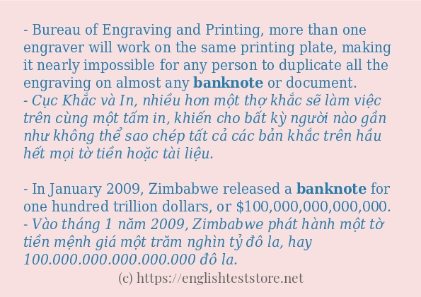 Câu ví dụ của từ banknote