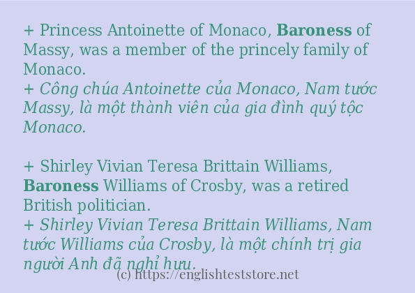 Câu ví dụ của từ baroness