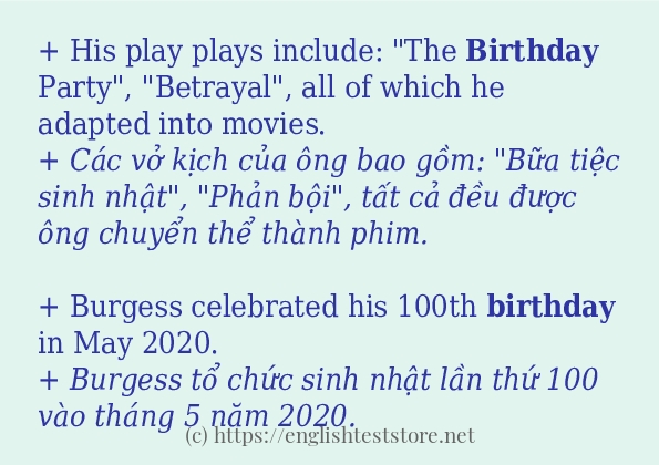 Câu ví dụ của từ birthday