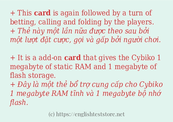 Câu ví dụ của từ card Câu ví dụ của từ card