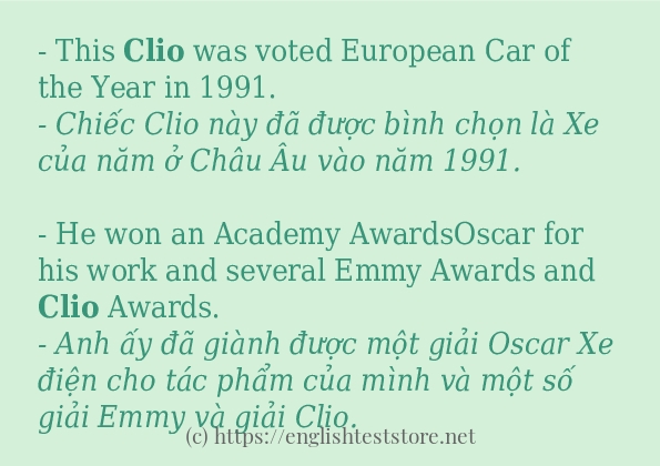 Câu ví dụ của từ clio