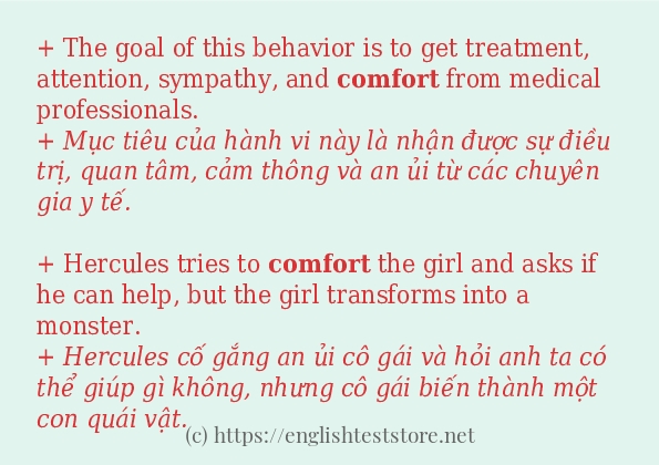 Câu ví dụ của từ comfort
