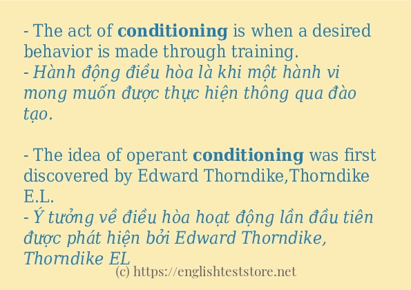 Câu ví dụ của từ conditioning Câu ví dụ của từ conditioning