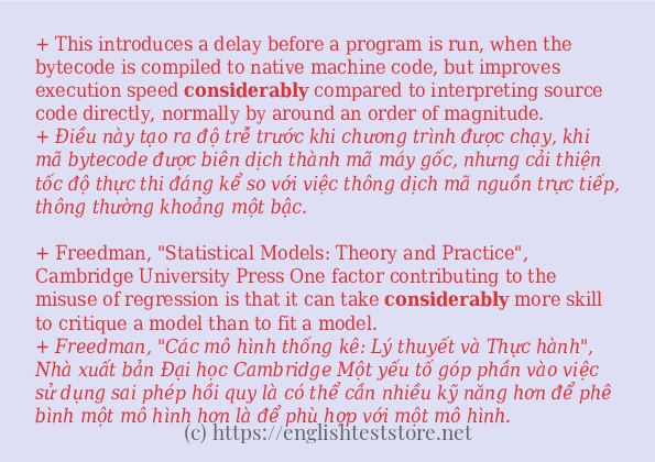 Câu ví dụ của từ considerably