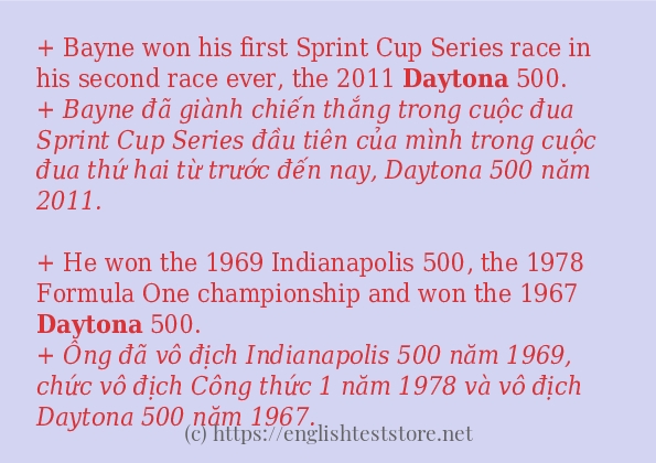 Câu ví dụ của từ daytona