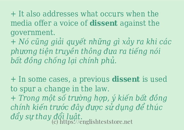 Câu ví dụ của từ dissent