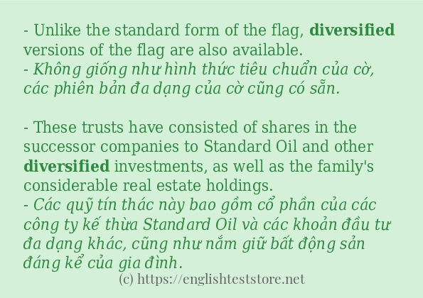 Câu ví dụ của từ diversified