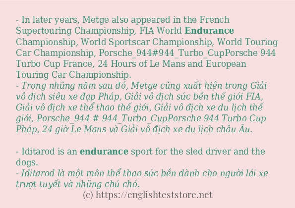 Câu ví dụ của từ endurance