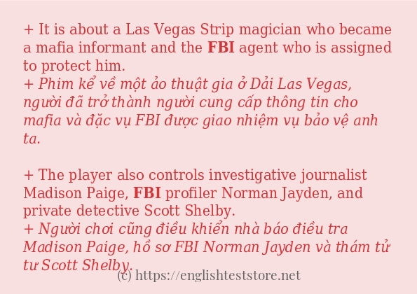 Câu ví dụ của từ fbi