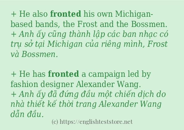 Câu ví dụ của từ fronted
