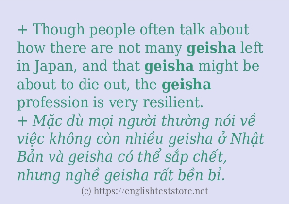 Câu ví dụ của từ geisha Câu ví dụ của từ geisha