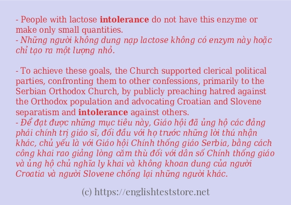 Câu ví dụ của từ intolerance