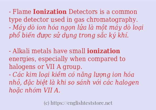 Câu ví dụ của từ ionization