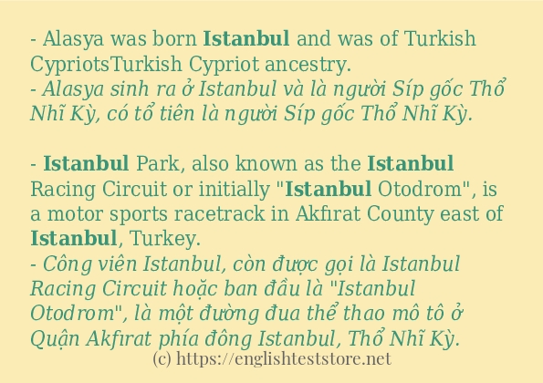 Câu ví dụ của từ istanbul