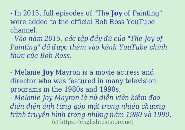 Câu ví dụ của từ joy