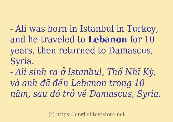 Câu ví dụ của từ lebanon