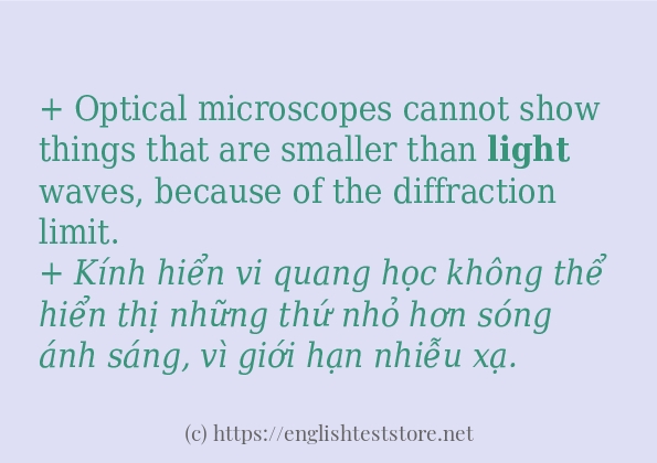 Câu ví dụ của từ light