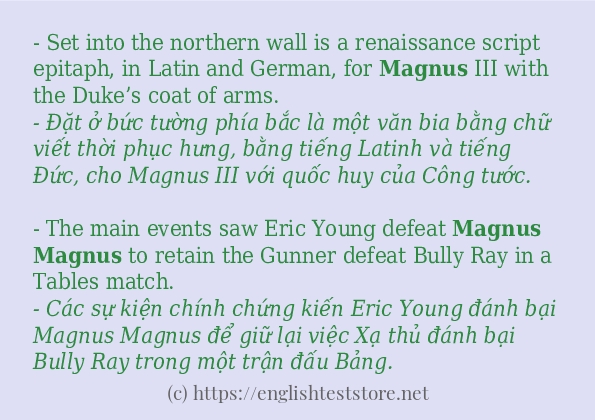 Câu ví dụ của từ magnus Câu ví dụ của từ magnus