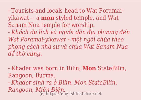 Câu ví dụ của từ mon