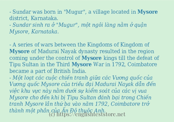 Câu ví dụ của từ mysore