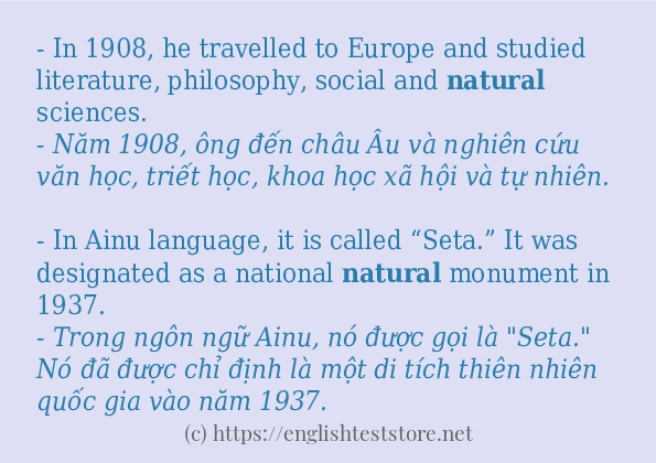 Câu ví dụ của từ natural
