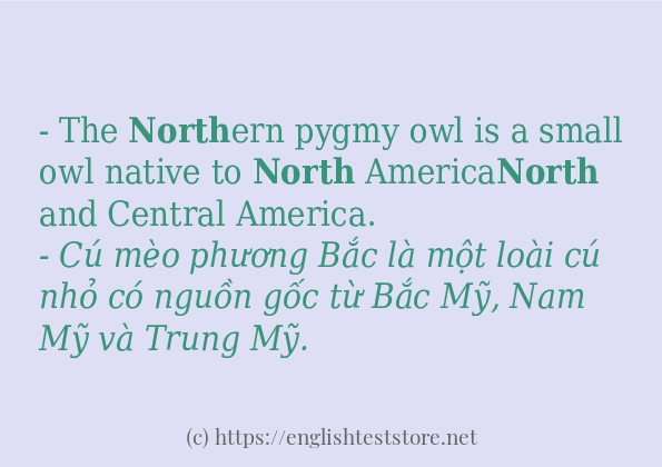 Câu ví dụ của từ north