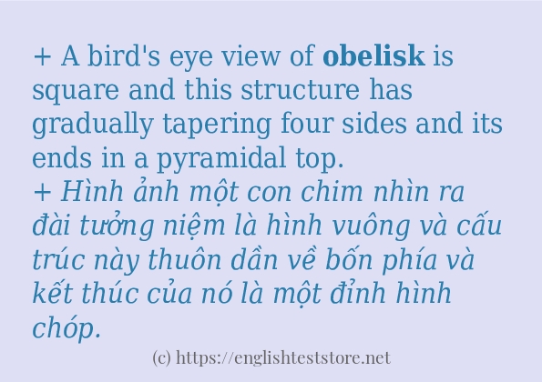 Câu ví dụ của từ obelisk
