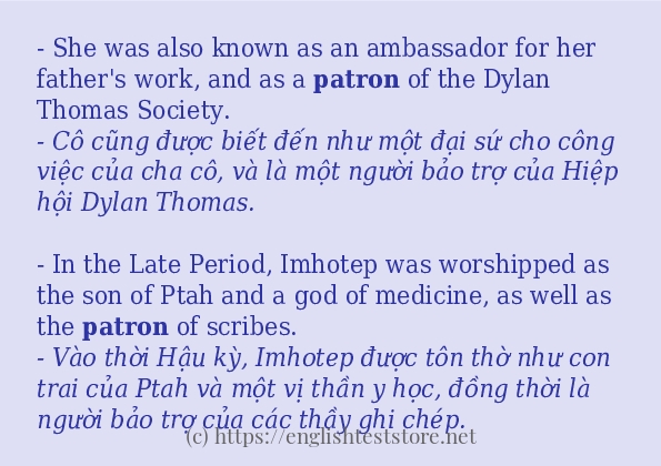 Câu ví dụ của từ patron
