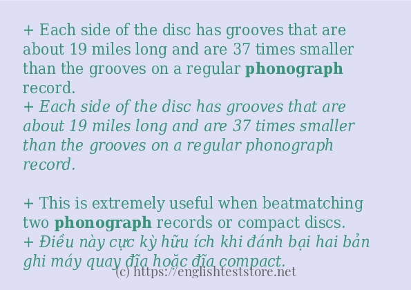 Câu ví dụ của từ phonograph Câu ví dụ của từ phonograph
