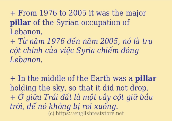 Câu ví dụ của từ pillar Câu ví dụ của từ pillar