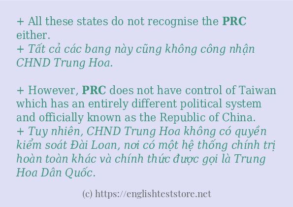 Câu ví dụ của từ prc Câu ví dụ của từ prc