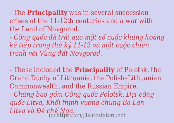 Câu ví dụ của từ principality