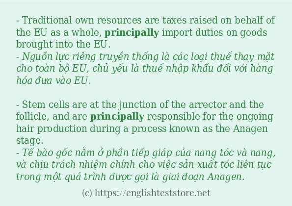 Câu ví dụ của từ principally