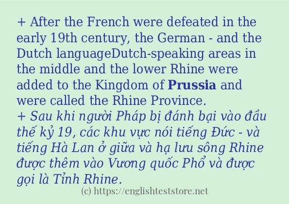 Câu ví dụ của từ prussia Câu ví dụ của từ prussia